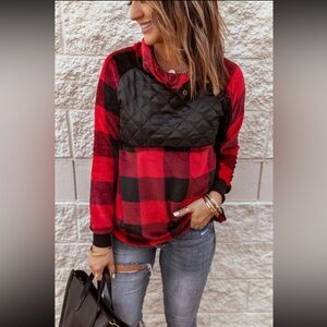 Plaid Red and Black Women's Sweatshirt